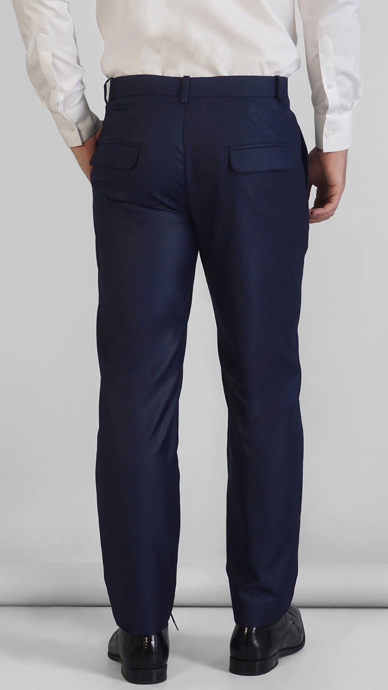 Navy Blue Mid Rise Suit-Set Trousers